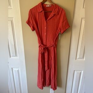 Dex Women's Coral Button-Up Dress Size Large